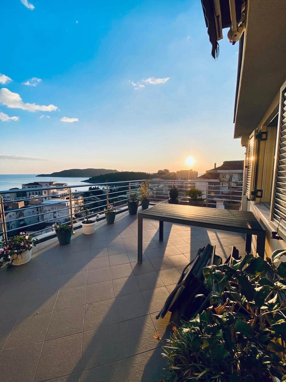 Bečići Penthouse 130 m² — Terrace sunset sea view
