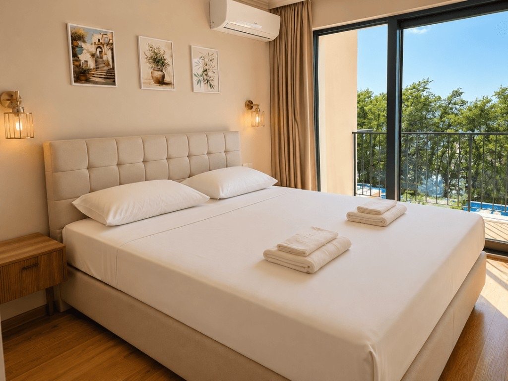 Townhouse A1 bedroom with balcony and garden view