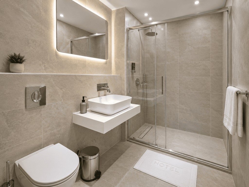 Townhouse A1 modern bathroom with walk-in shower
